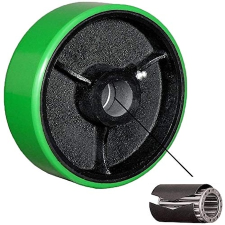 Casterhq 4"x2" Green Polyurethane on Cast Iron Wheel, (1 Piece), 800 lbs Ca PCI-4M7-GB